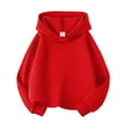 thumbnail image 1 of Hoodies - Toddler Boys Girls Basic Hoodie Solid Color Pullover Hooded Sweatshirt Top Warmth Everyday Play Comfort Wear - Essentials Hoodie,Color:Red,Size:6-7 Years, 1 of 6