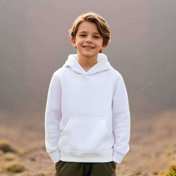 Hoodies White Hoodie Casual Long Sleeve Sweatshirts Jackets Fall Clothes Girls Size 11-12 Years Clothes Boys Girls Fashion