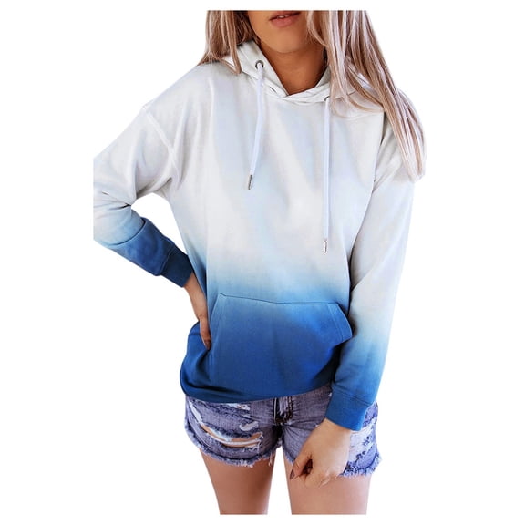 Hoodies Woman Women Plus Size Tie-Dye Printed Gradient Pullover Long Sleeve Sweatshirt Top