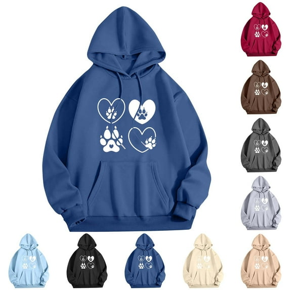Hoodies Woman Clearance, Women's Hoodies Heart Print Loose Casual Long Sleeve Sweatshirt Tops