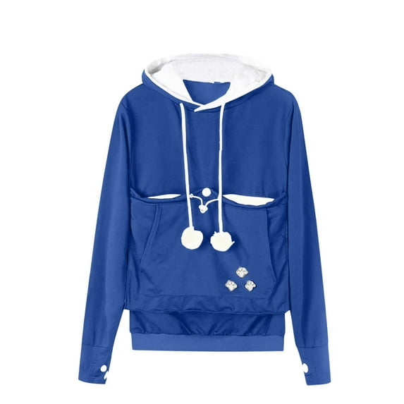 Hoodies Woman Clearance, Women' s Sweatshirt Furry Friends Pouch Hood Tops Carry Cat Breathable Pullover Blouse