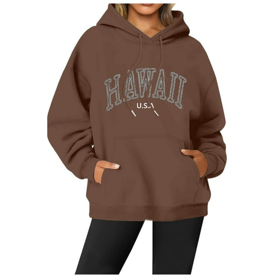Hoodies for Women 6 Foam Lightweight Womens Pullover Hoodie Casual Sweatshirt Jackets Women's Sweatshirts Size Small Ladies Ling Sleeve Tops Long Sleeve Quarter Zip Quarter Shirt Running Brown S