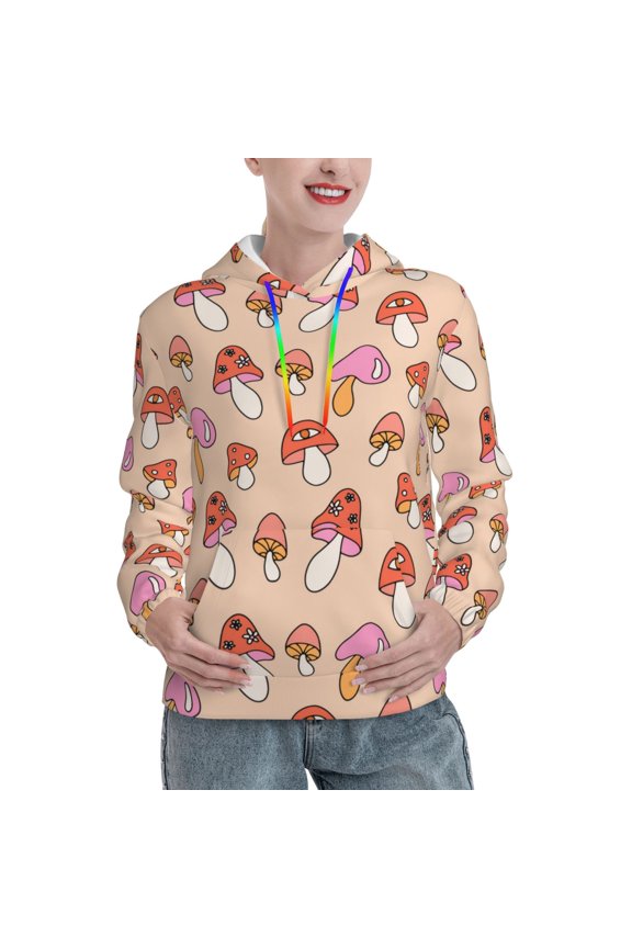 Hoodies for Women - 70s Mushroom Comfrt Colour Drawstring Women'S Fashion Hoodies & Sweatshirts, Fall Outfits Clothes for Women 2024 Pullover with Kangaroo Pocket