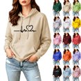 thumbnail image 1 of Hoodies for Women Acid Wash Hoodies Women Oversized Pullover Tops Streetwear Sweatshirts with hooded Women's Fleece Thickened Heart Print Long-Sleeved Hooded Sweatshirt,Beige,XXL, 1 of 9