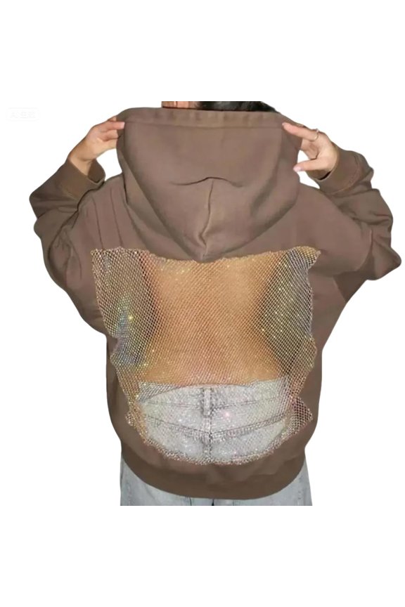 Hoodies For Women Backless Hoodie Mesh Hoodie Sheer Hoodie Fishnet Hoodie Sequin Sweatshirt Glitter Hoodie Women Oversized Hoodies Cute Hoodies Fall Sweaters Long Sleeve Lightweight Hoodies