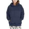 thumbnail image 1 of Hoodies for Women Basic Hoodies Oversized Plain Pullover Sweatshirt Women's Casual Front Pockets Long Sleeve Hooded Pullover Tops 2025 Fall Outdoor Loose Comfy Hoody Hoodie #10Navy M, 1 of 5