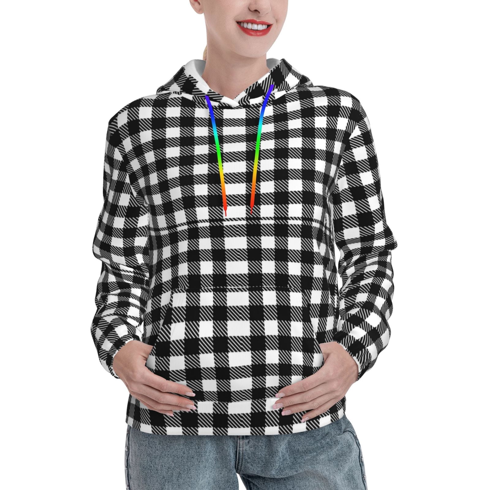 Hoodies-Women-Black-white-