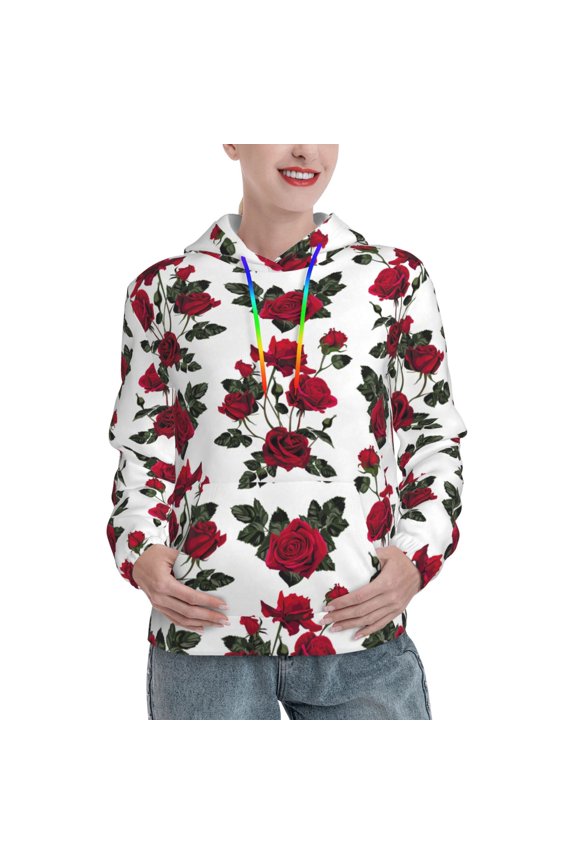 Hoodies for Women - Bloom Rose Flowers Comfrt Colour Drawstring Women'S Fashion Hoodies & Sweatshirts, Fall Outfits Clothes for Women 2024 Pullover with Kangaroo Pocket