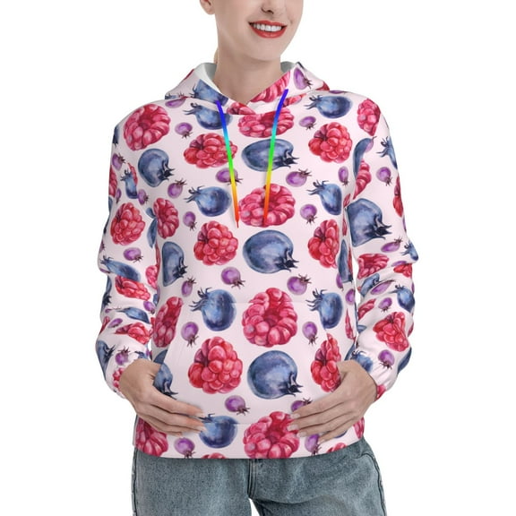Hoodies for Women - Blueberries berry pattern Comfrt Colour Drawstring Women'S Fashion Hoodies & Sweatshirts, Fall Outfits Clothes for Women 2024 Pullover with Kangaroo Pocket