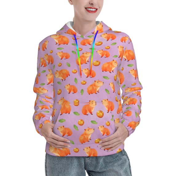Hoodies for Women - Capybara Purple Comfrt Colour Drawstring Women'S Fashion Hoodies & Sweatshirts, Fall Outfits Clothes for Women 2024 Pullover with Kangaroo Pocket