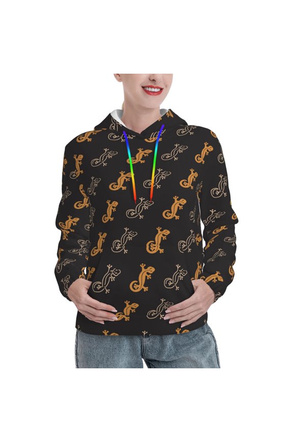 Hoodies for Women - Cartoon cute lizard gecko Comfrt Colour Drawstring Women'S Fashion Hoodies & Sweatshirts, Fall Outfits Clothes for Women 2024 Pullover with Kangaroo Pocket