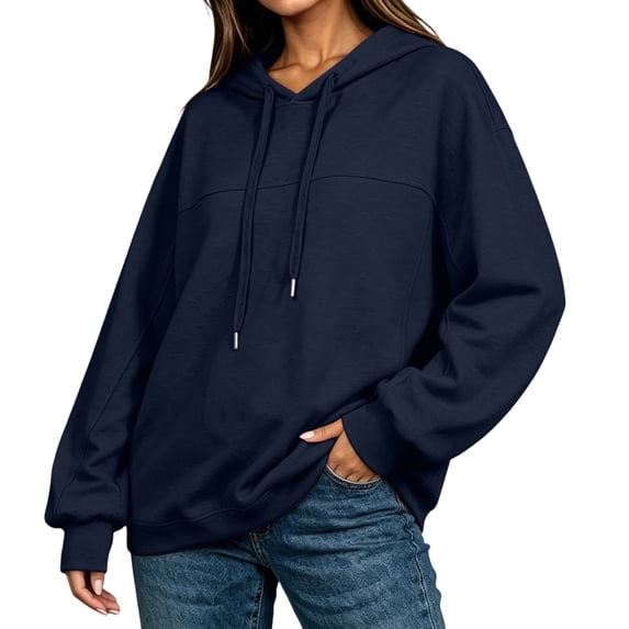 Hoodies for Women Casual Sweatshirt Long Sleeve Hooded Tops Drawstring Fashion Solid Fall Sweaters Fashion Loose Sweatshirts Ladies Fall Outfits Outwears