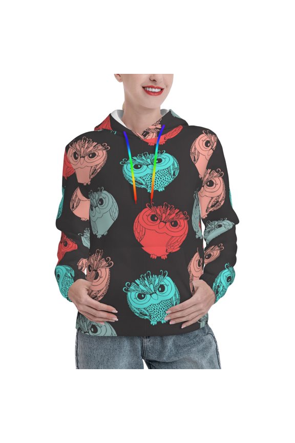 Hoodies for Women - Chubby Cute Owls Comfrt Colour Drawstring Women'S Fashion Hoodies & Sweatshirts, Fall Outfits Clothes for Women 2024 Pullover with Kangaroo Pocket