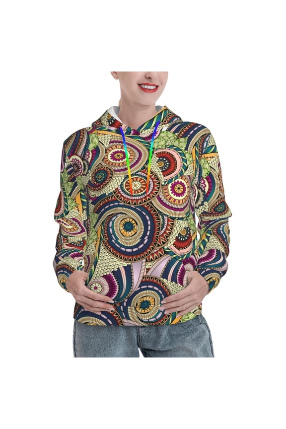 Hoodies for Women - Colorful Mandala Spiral Pattern Comfrt Colour Drawstring Women'S Fashion Hoodies & Sweatshirts, Fall Outfits Clothes for Women 2024 Pullover with Kangaroo Pocket