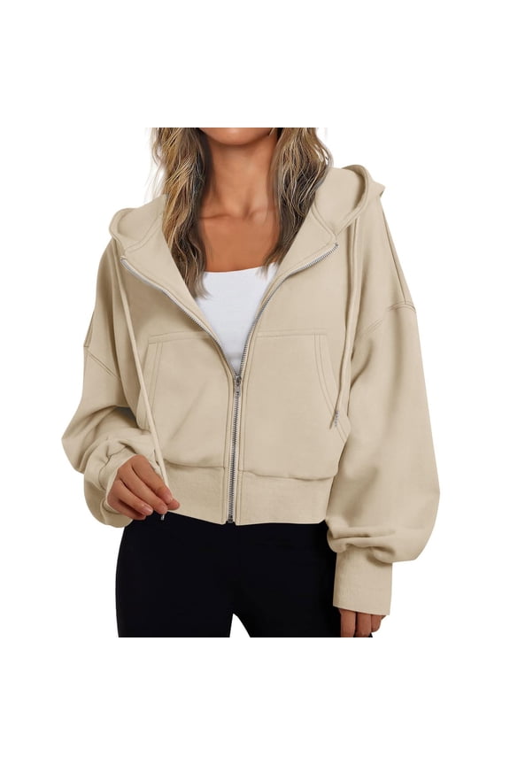 Hoodies for Women Crop Half Zip Pullover Pullover Jackets Women Plain Long Zip up for Hoodie Winter Long Sleeve Shirts Hooded Shirts Zipper Athletic Sweatshirt New Years Eve Sweater Khaki L