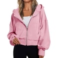 thumbnail image 1 of Hoodies for Women Crop Half Zip Pullover Pullover Jackets Women Plain Long Zip up for Hoodie Winter Long Sleeve Shirts Hooded Shirts Zipper Athletic Sweatshirt New Years Eve Sweater Pink M, 1 of 6