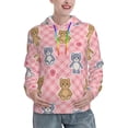 thumbnail image 1 of Hoodies for Women - Cute bear pink checkered Comfrt Colour Drawstring Women'S Fashion Hoodies & Sweatshirts, Fall Outfits Clothes for Women 2024 Pullover with Kangaroo Pocket, 1 of 7