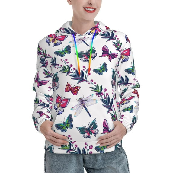 Hoodies for Women - Dragonfly Plant Butterfly Comfrt Colour Drawstring Women'S Fashion Hoodies & Sweatshirts, Fall Outfits Clothes for Women 2024 Pullover with Kangaroo Pocket