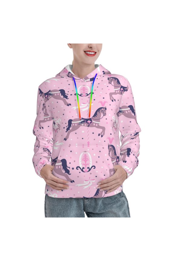 Hoodies for Women - Exotic Cute Horse Star Pink Comfrt Colour Drawstring Women'S Fashion Hoodies & Sweatshirts, Fall Outfits Clothes for Women 2024 Pullover with Kangaroo Pocket