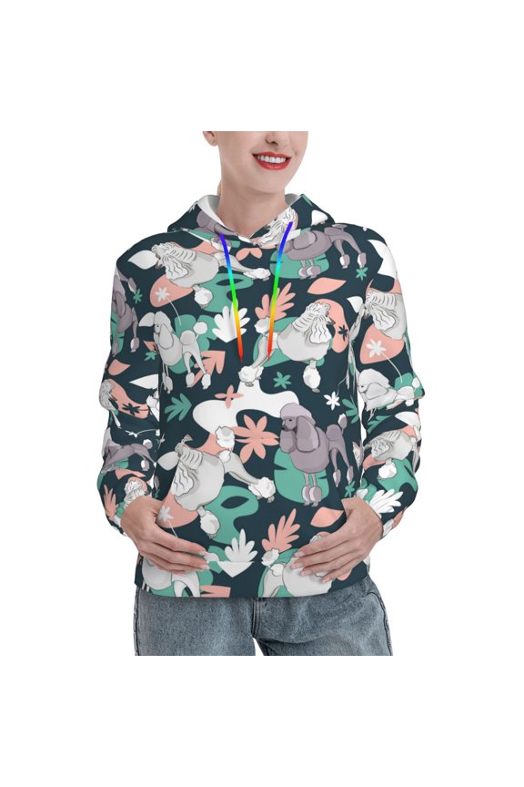 Hoodies for Women - Exotic Cute Poodle Dog Pink Comfrt Colour Drawstring Women'S Fashion Hoodies & Sweatshirts, Fall Outfits Clothes for Women 2024 Pullover with Kangaroo Pocket