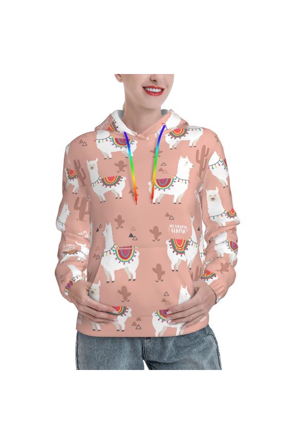 Hoodies for Women - Exotic Smile Cute Alpaca Cactus Comfrt Colour Drawstring Women'S Fashion Hoodies & Sweatshirts, Fall Outfits Clothes for Women 2024 Pullover with Kangaroo Pocket