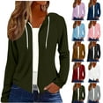 thumbnail image 1 of Hoodies for Women Fall Cute Jacket Oversized Casual Sweatshirts with Pocket Ndbuld Women's and Women's Plus Zip Up Fleece Jacket with Hood, Sizes XS-4X,Army Green,XL, 1 of 3