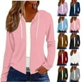 thumbnail image 1 of Hoodies for Women Fall Cute Jacket Oversized Casual Sweatshirts with Pocket Ndbuld Women's and Women's Plus Zip Up Fleece Jacket with Hood, Sizes XS-4X,Pink,M, 1 of 3