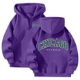 thumbnail image 1 of Hoodies for Women Fall Fashion 2025 Trendy Pullover Hooded Sweatshirts with Pocket Long Sleeve Letter CHICAGO Printed Hoodie Clothes (Dark Purple, XL), 1 of 4
