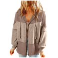 thumbnail image 1 of Hoodies Women Fall Loose Fit Hooded Long-sleeved Mitten-Cuff Cold Shoulder Zip Up Solid Color Hoodie Polyester Sweatshirts(Brown,XL), 1 of 9