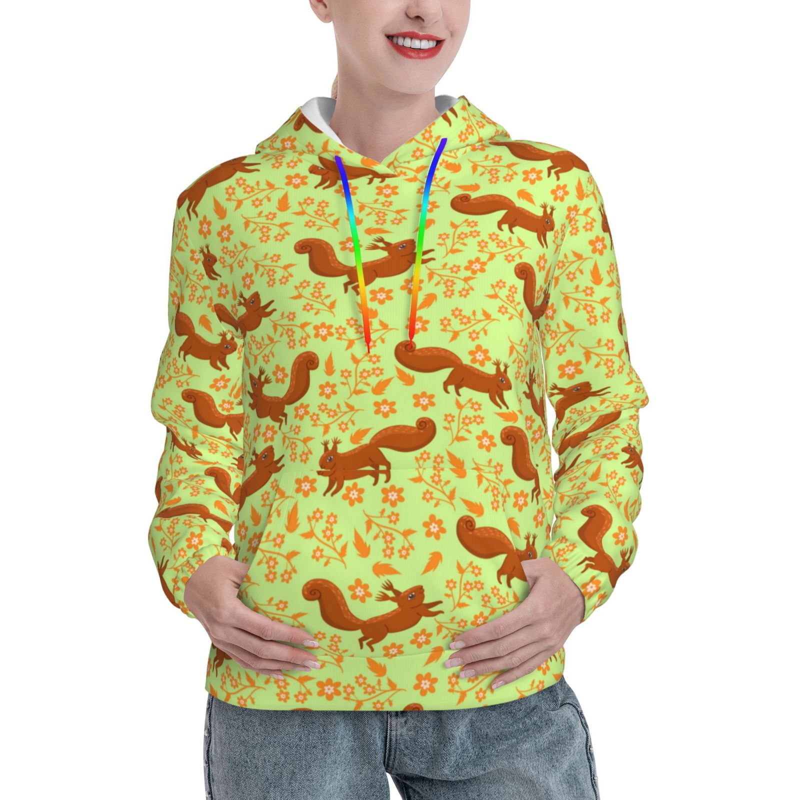 Hoodies for Women - Glamorous Cute Squirrel Flower Comfrt Colour ...