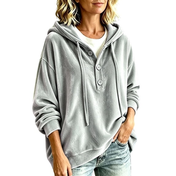 Hoodies Women Gold Velvet Casual Loose Long Sleeve Hooded Solid Sweatshirt Tops Fall Winter Plush Clothing