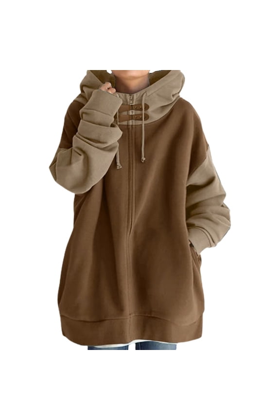 Hoodies for Women Junior Hoodies Teen Girls Zip Sweater Women Ladies Long Sleeve Tunic Tops Plain Jackets for Zip up Neck Long Fuzzy Sweater Woman Sweatshirts Size Large Girl Fade Hoodie Wo Coffee M