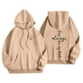 thumbnail image 1 of Hoodies for Women Letter Print Hoodies Long Sleeved Hoodie With Pockets Lightweight Long Sweatshirts Womens Zippe Sweatshirts Customized Sweaters Women Zip Sweatshirt Hoodie Ladies Khaki 2XL, 1 of 4