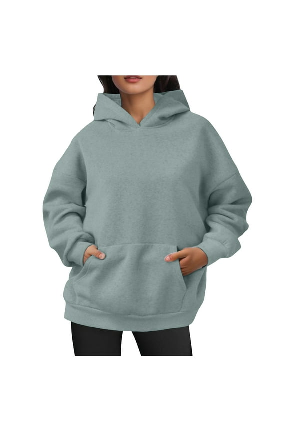 Hoodies for Women Long Sleeve Tunic Hoodies String Sweatshirts with Pockets over Sized Womens Pullover Sweaters Womens Sipper Hoodie Sweatshirt with Hoodie for Women Running Tops Light Green S