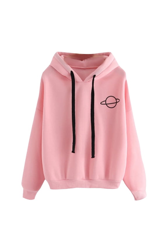Hoodies for Women Loose Casual Printed Hooded Sweater Pullover Blouse Tops Jacket Sweatshirt Women Hooded Top Lady's T Shirt Monkey Sweatshirts Sweatshirts Pullovers And Hoodies Shirt with Pink M