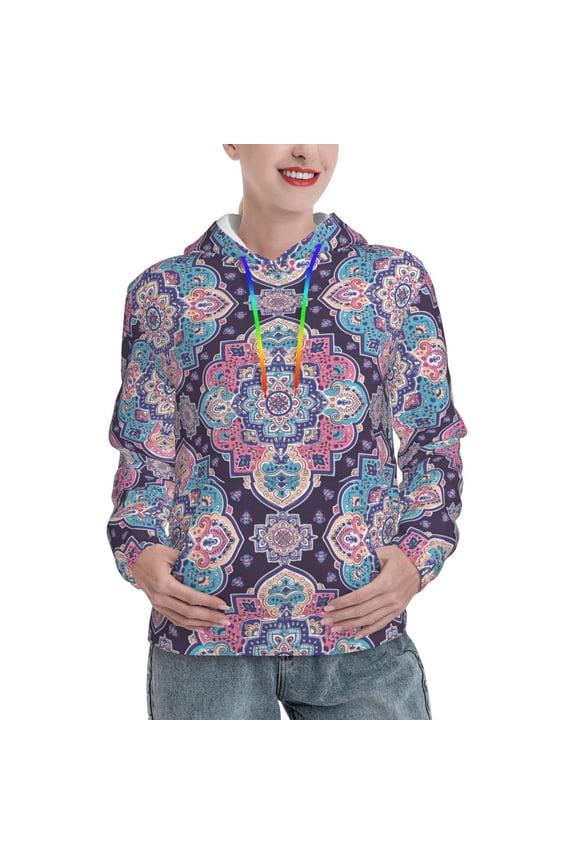 Hoodies for Women - Mandala Boho Pattern Comfrt Colour Drawstring Women'S Fashion Hoodies & Sweatshirts, Fall Outfits Clothes for Women 2024 Pullover with Kangaroo Pocket