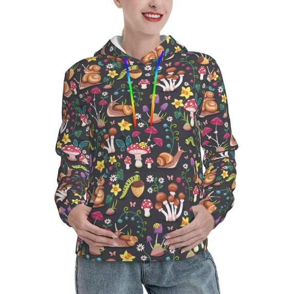 Hoodies for Women - Mushrooms Snails Butterflies Comfrt Colour Drawstring Women'S Fashion Hoodies & Sweatshirts, Fall Outfits Clothes for Women 2024 Pullover with Kangaroo Pocket