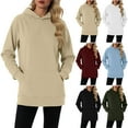 thumbnail image 1 of Hoodies for Women Oversized Casual Sweatshirts Pullover Long Sleeve Women's Hoodies Solid Color Cotton Lined Tunic Tops with Front Pockets Plus Size Available S-XXL, 1 of 9