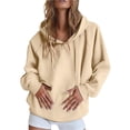 thumbnail image 1 of Hoodies for Women Oversized Fleece Sweatshirt Solid Color Casual Womens Hoodies Long Sleeve Sweaters Fleece Lined Pullover Tops Woman Sweatshirts with Hood Autumn Winter Tops, 1 of 5