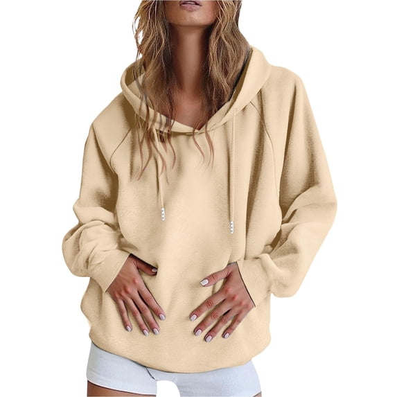 Hoodies for Women Oversized Fleece Sweatshirt Solid Color Casual Womens Hoodies Long Sleeve Sweaters Fleece Lined Pullover Tops Woman Sweatshirts with Hood Autumn Winter Tops