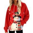 thumbnail image 1 of Hoodies for Women Oversized Winter Plush Cute Sweatshirts Pullover Trendy Fall Winter Clothes with Christmas Print for Comfortable Seasonal Wear,Deep Red,L, 1 of 6