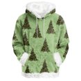 thumbnail image 1 of Hoodies For Women Oversized Winter Plush Cute Sweatshirts Pullover Trendy Fall Winter Clothes, Christmas Print Flannel Hoodie, Comfortable and Warm,Green,S, 1 of 5