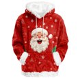 thumbnail image 1 of Hoodies For Women Oversized Winter Plush Cute Sweatshirts Pullover Trendy Fall Winter Clothes, Christmas Print Flannel Hoodie, Comfortable and Warm,Vermilion,2XL, 1 of 5