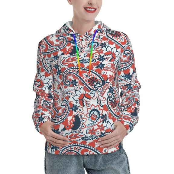 Hoodies for Women - Paisley Print No.J95 Comfrt Colour Drawstring Women'S Fashion Hoodies & Sweatshirts, Fall Outfits Clothes for Women 2024 Pullover with Kangaroo Pocket
