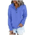 thumbnail image 1 of Hoodies for Women Pattern Letter Printing Pullover Sweatshirt Pullover Oversized Hoodie Fashion Blouse Long Sleeve Shirt Hoodless Zip up track Jackets with Pocket Sky Blue, L, 1 of 4