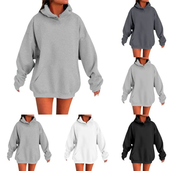 Hoodies for Women Plus Size Fall Winter Outdoor Workout Hooded Pullover Tops Loose Warm Solid Color Long Sleeve Letter Printed Sweatshirt for Women GY2 XXXXL
