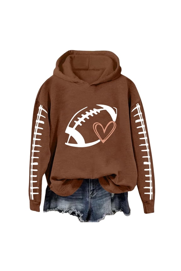 Hoodies for Women Rugby Print Sweatshirts Unisex Oversized Hoodie Casual Pullover Tops Winter Jackets Fall Outfits Pullover Sweatshirt Warm Sweaters Travel Hoodie