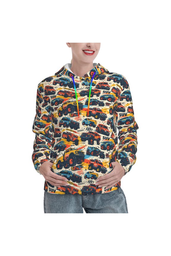 Hoodies for Women - SUV off road racing car Comfrt Colour Drawstring Women'S Fashion Hoodies & Sweatshirts, Fall Outfits Clothes for Women 2024 Pullover with Kangaroo Pocket