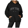 thumbnail image 1 of Hoodies for Women Soft Pullover Sweatshirt X Sleeve Womens Heavy Sweatshirts Sweater Small Petite Loose Fit Hoodies Women Bling Sweatshirts Ladies Button up Sweatshirt Cute Long Sleeve Top Black 2XL, 1 of 4
