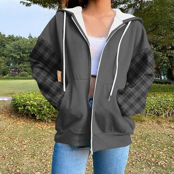Hoodies for Women Solid Color Womens Hoodies Lightweight Breathable Top Blouses Zipped Up Side Pockets Hoodie Comfy Outerweart Loose Fit Effortless Plus Size Fall Fashion